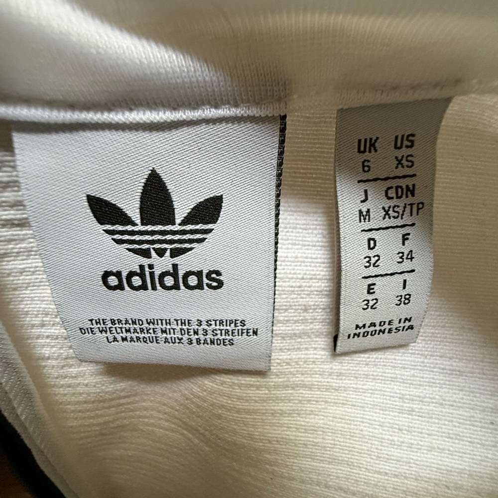 adidas woman’s White Top with Black Stripes - Picture 2 of 3